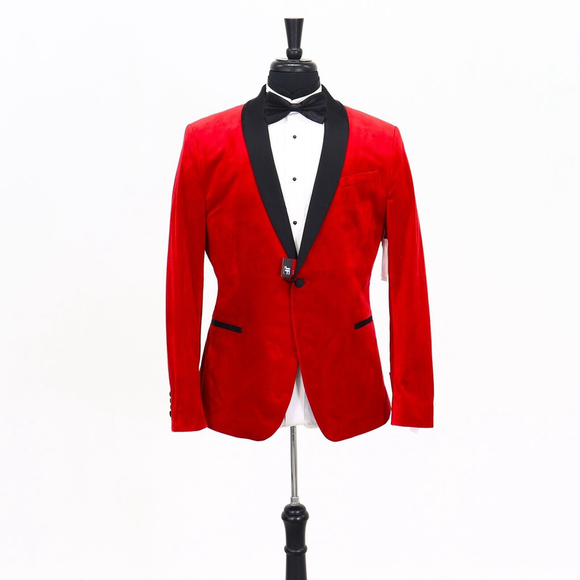 J. Ferrar Other - NEW J. Ferrar Slim 36R Red Velvet 1-Button Blazer Tuxedo Jacket W068